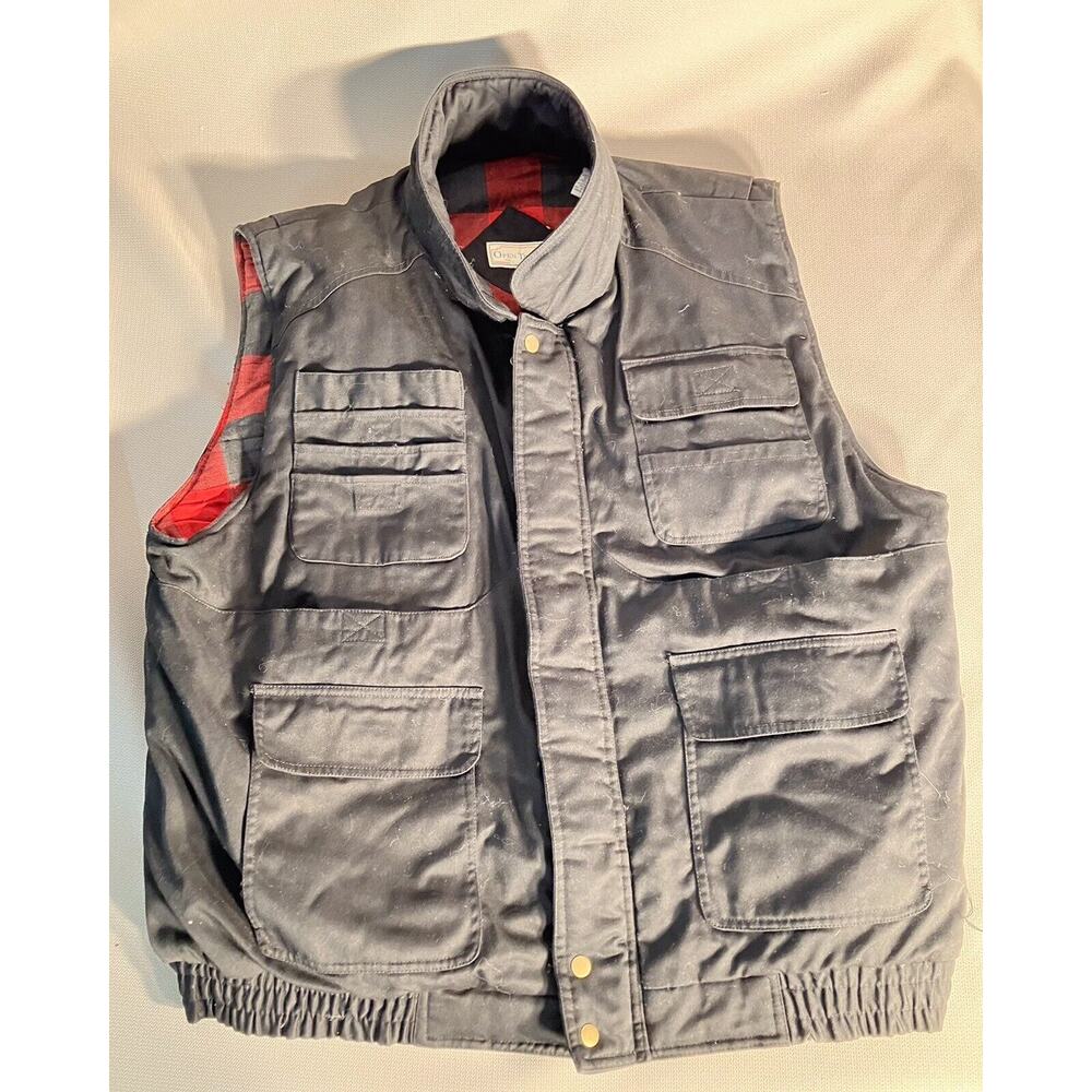 Open Trails Mens FullZip‎ Fishing Hiking Utility Vest BLACK Red Jacket XL